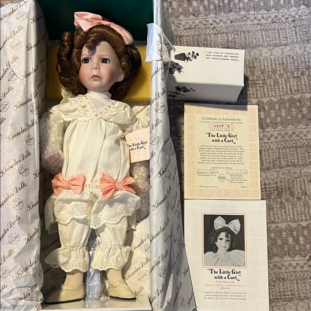 Vintage 'The Little Girl with a Curl' Porcelain Doll